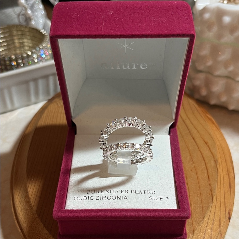 Sparkle Allure Set of Two Silver Cubic Zirconia Women's Rings